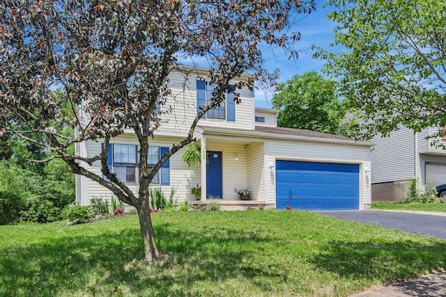 1439 Tall Meadows Dr, Columbus, OH 43223 - traditional-style house featuring asphalt driveway, an attached garage, and a front lawn