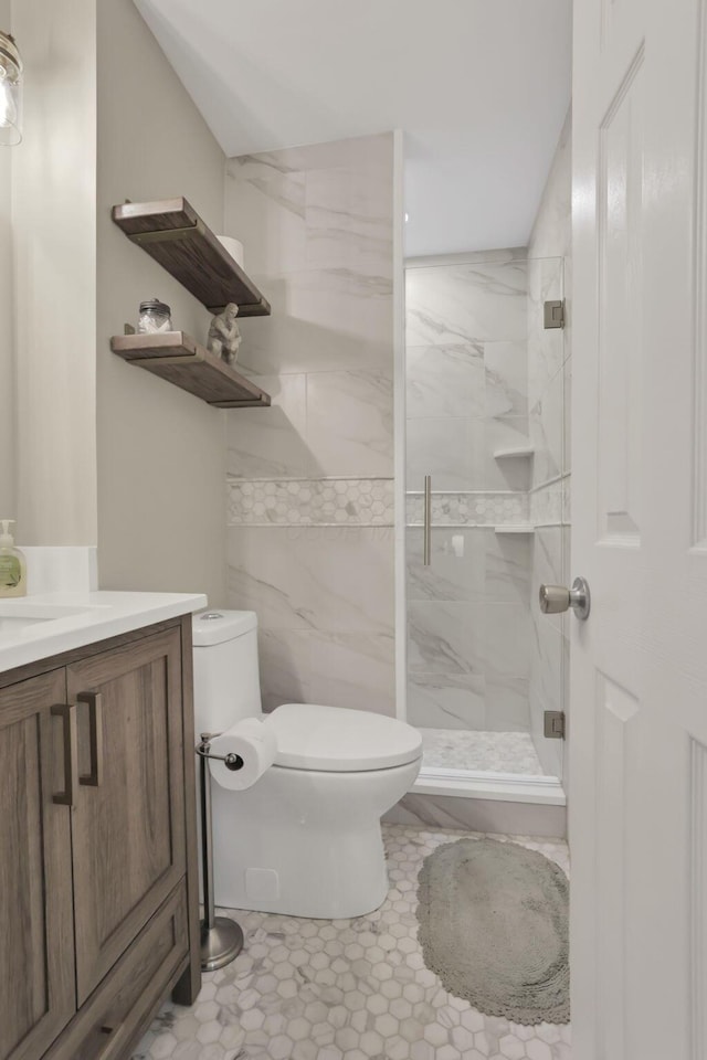 437 Barrington Rdg, Pataskala, OH 43062 - full bathroom with a marble finish shower, vanity, and tile patterned floors