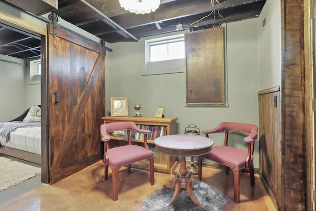 437 Barrington Rdg, Pataskala, OH 43062 - sitting room featuring finished concrete floors and a barn door