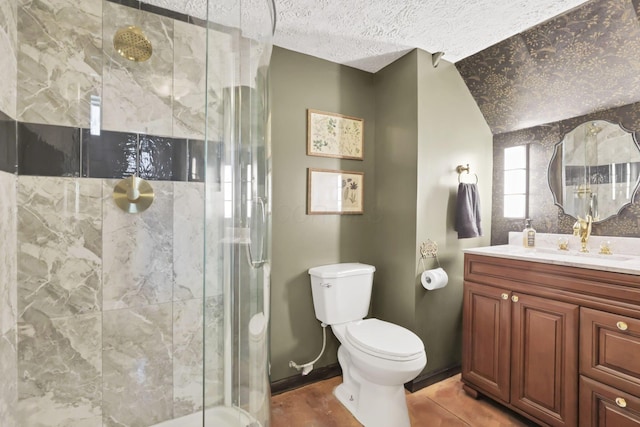 437 Barrington Rdg, Pataskala, OH 43062 - full bath with vanity, a stall shower, and a textured ceiling