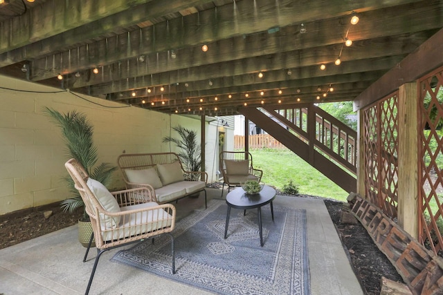 437 Barrington Rdg, Pataskala, OH 43062 - view of patio / terrace with an outdoor hangout area and stairs