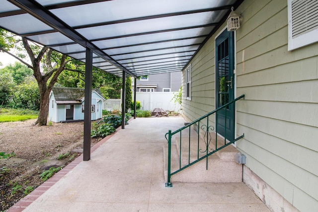 670 Greenwich St, Worthington, OH 43085 - view of patio / terrace with a shed