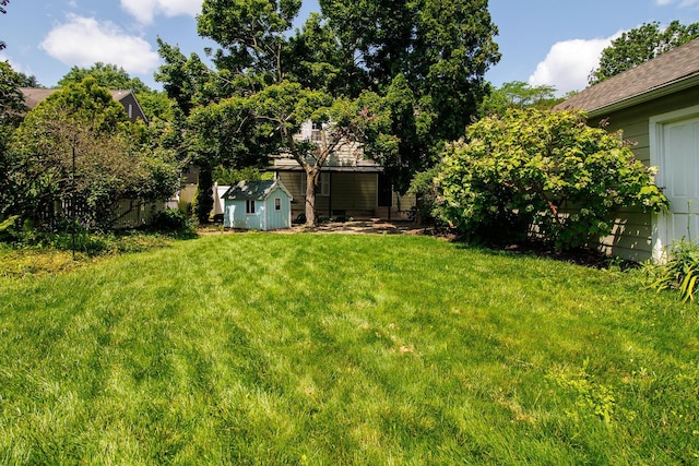 670 Greenwich St, Worthington, OH 43085 - view of green lawn with a storage shed