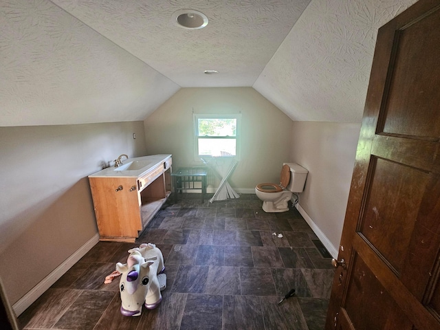 710 Glendower Ave, Columbus, OH 43207 - additional living space with a textured ceiling and lofted ceiling