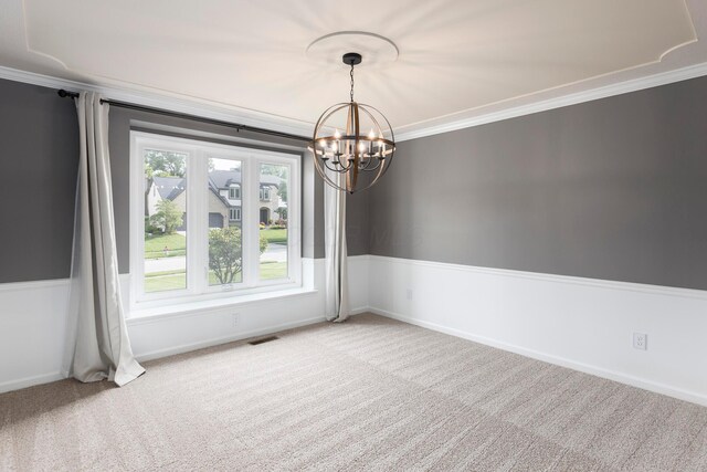 833 Moon Glow Ct, Columbus, OH 43230 - unfurnished room featuring carpet floors, a chandelier, and crown molding