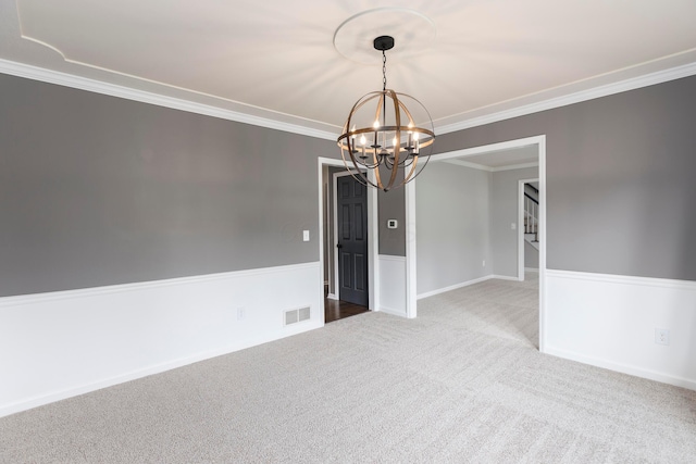 833 Moon Glow Ct, Columbus, OH 43230 - unfurnished room with a chandelier, carpet flooring, and crown molding
