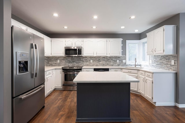 833 Moon Glow Ct, Columbus, OH 43230 - kitchen with stainless steel appliances, backsplash, dark wood-style floors, and recessed lighting
