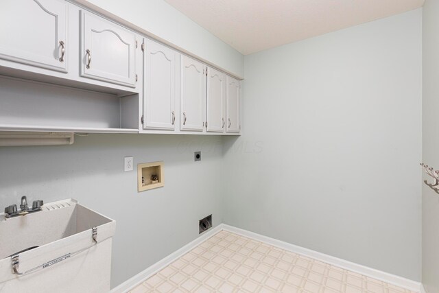 833 Moon Glow Ct, Columbus, OH 43230 - laundry room with hookup for an electric dryer, cabinet space, light floors, and washer hookup