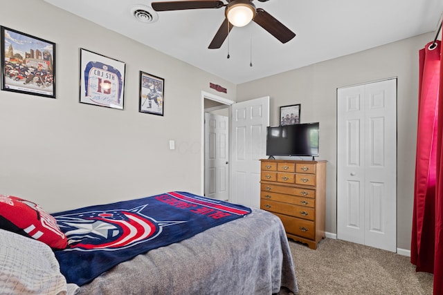 507 Shoshone Dr, Lancaster, OH 43130 - carpeted bedroom featuring a ceiling fan and a closet
