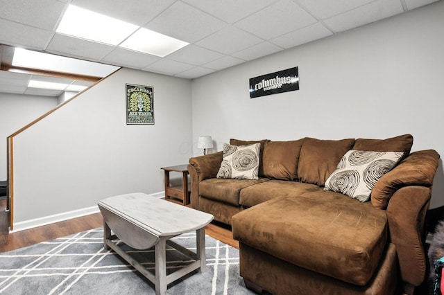 1126 Welwyn Dr, Westerville, OH 43081 - living area with wood finished floors and a drop ceiling