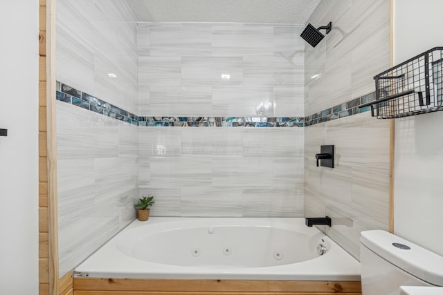 4490 N Bank Rd, Buckeye Lake, OH 43008 - bathroom with a combined bath / shower with jetted tub and a textured ceiling