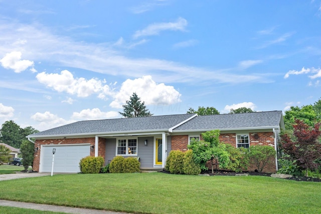 505 Tresham Rd, Columbus, OH 43230 - single story home with brick siding, an attached garage, a front lawn, driveway, and a shingled roof