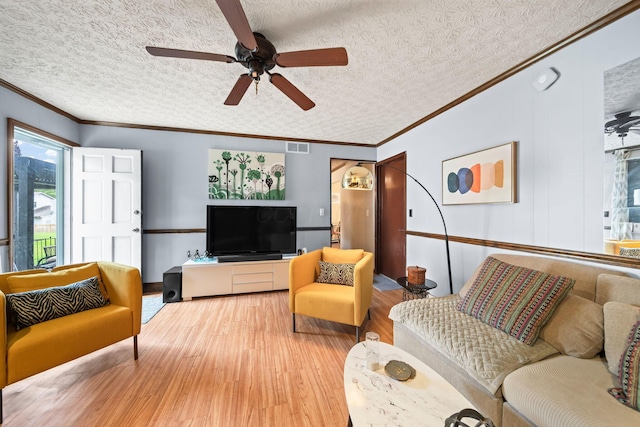 505 Tresham Rd, Columbus, OH 43230 - living area with light wood-style floors, crown molding, and ceiling fan