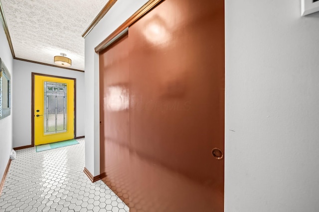 505 Tresham Rd, Columbus, OH 43230 - hallway with ornamental molding and a textured ceiling