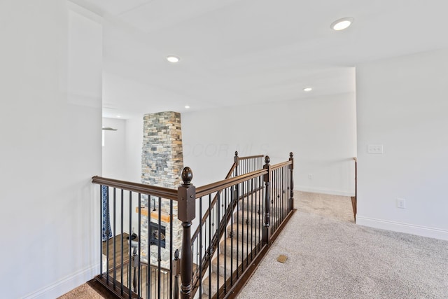 3622 Switchgrass Ct, Hilliard, OH 43026 - hallway with an upstairs landing, recessed lighting, and carpet