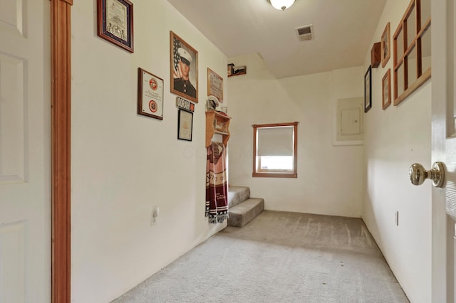 5255 State Route 138, Circleville, OH 43113 - hallway featuring electric panel and carpet flooring