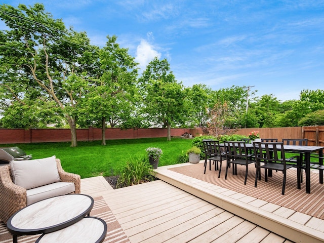 5611 Donnally Ct, Dublin, OH 43016 - wooden deck featuring outdoor dining area and a fenced backyard
