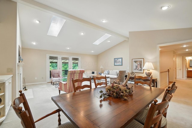 3175 Dartford Trce, Dublin, OH 43017 - dining room featuring a skylight, light colored carpet, and recessed lighting