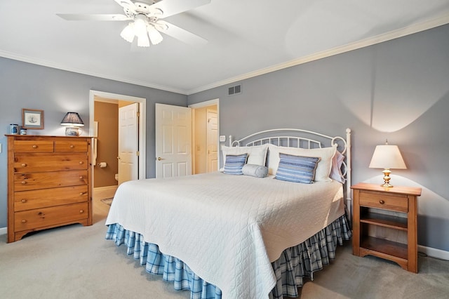 3175 Dartford Trce, Dublin, OH 43017 - carpeted bedroom with ornamental molding and ceiling fan