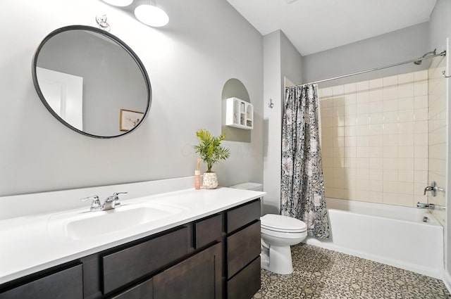 618 Ludham Trl, Pickerington, OH 43147 - full bathroom featuring shower / bathtub combination with curtain, vanity, and tile patterned floors