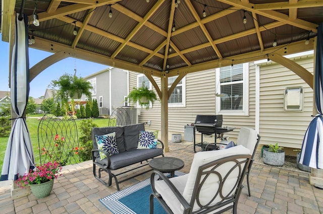 618 Ludham Trl, Pickerington, OH 43147 - view of patio / terrace featuring a gazebo, a grill, and an outdoor hangout area