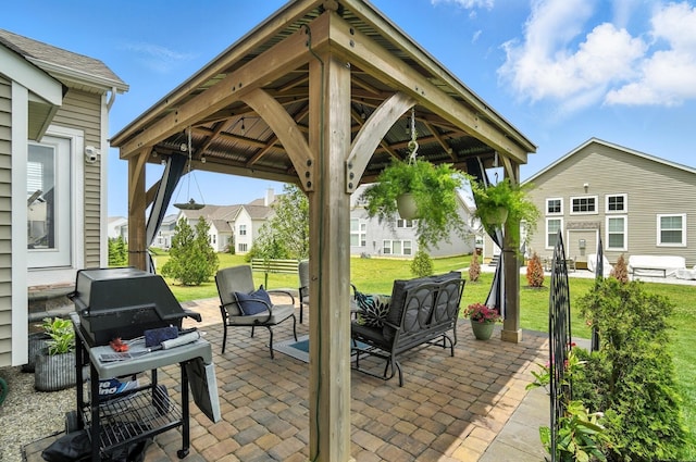 618 Ludham Trl, Pickerington, OH 43147 - view of patio featuring outdoor lounge area, grilling area, and a gazebo