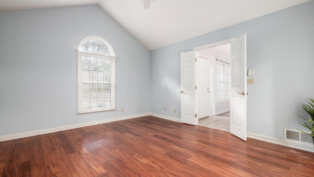 74 Stonington Cir, Newark, OH 43055 - unfurnished room with lofted ceiling and wood finished floors
