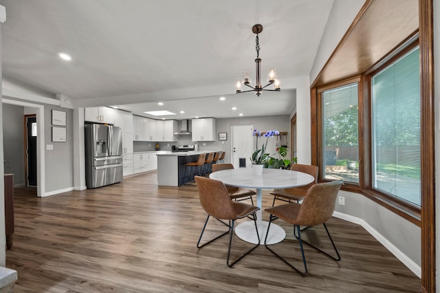 298 Flint Ridge Dr, Columbus, OH 43230 - dining space featuring a chandelier, dark wood-type flooring, and recessed lighting