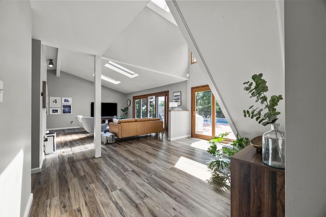 298 Flint Ridge Dr, Columbus, OH 43230 - living room with a skylight and wood finished floors