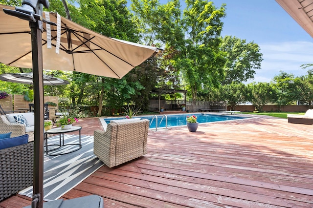 298 Flint Ridge Dr, Columbus, OH 43230 - view of pool featuring a deck, a fenced backyard, and an outdoor hangout area