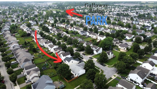 486 Ruffin Dr, Galloway, OH 43119 - aerial overview of property's location with nearby suburban area