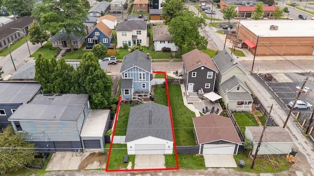 497 E Kossuth St, Columbus, OH 43206 - aerial perspective of suburban area with property parcel outlined