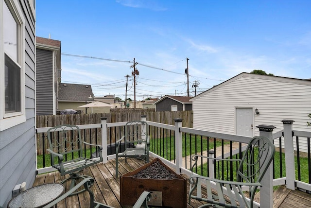 497 E Kossuth St, Columbus, OH 43206 - wooden deck featuring a fenced backyard