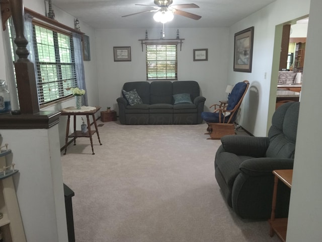 6978 Cook-Jones Rd, Waynesville, OH 45068 - carpeted living area featuring ceiling fan