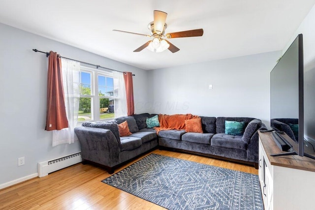 3748 Wagner Ct, Grove City, OH 43123 - living area featuring a baseboard radiator, light wood-type flooring, and ceiling fan