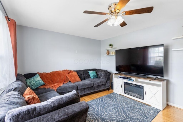 3748 Wagner Ct, Grove City, OH 43123 - living area featuring wood finished floors and ceiling fan