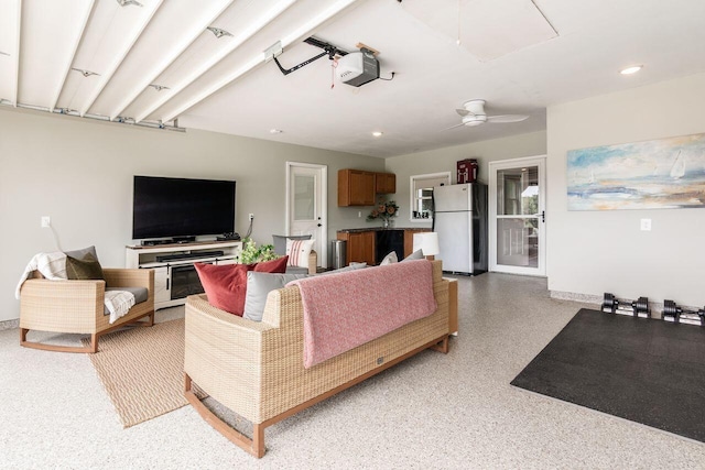 2591 Apple Valley Dr, Howard, OH 43028 - living room featuring ceiling fan and recessed lighting