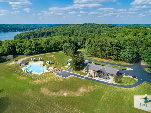 2591 Apple Valley Dr, Howard, OH 43028 - drone / aerial view of a heavily wooded area and a pool