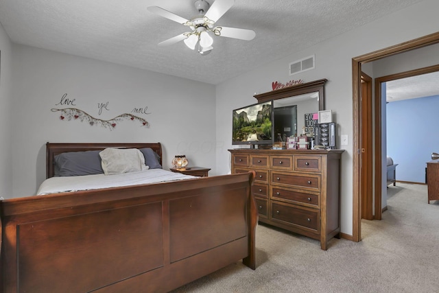 224 Macandrews Way Unit 60A, Blacklick, OH 43004 - bedroom with light carpet, a textured ceiling, and ceiling fan