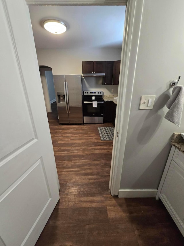 2205-2207 Sullivant Ave, Columbus, OH 43223 - hallway featuring dark wood-style flooring and baseboards