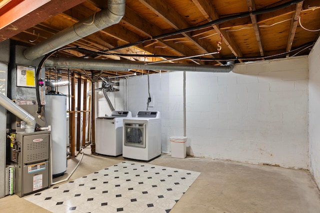 1033 Folkestone Rd, Columbus, OH 43220 - unfinished basement featuring washing machine and dryer and water heater