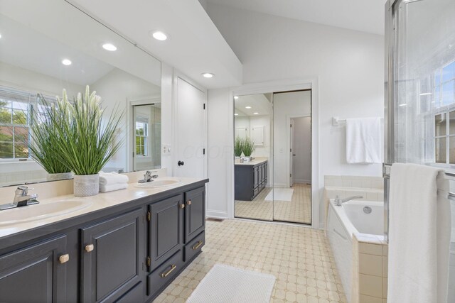 271 Crawford Ct, Westerville, OH 43082 - full bathroom featuring double vanity, plenty of natural light, a bath, and recessed lighting