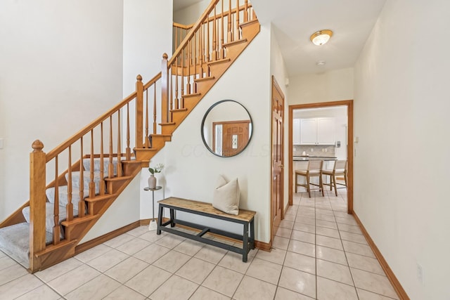 1318 Retreat Ln, New Albany, OH 43054 - stairway featuring tile patterned floors