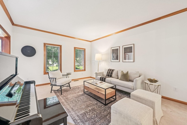 1318 Retreat Ln, New Albany, OH 43054 - living room with crown molding and light colored carpet