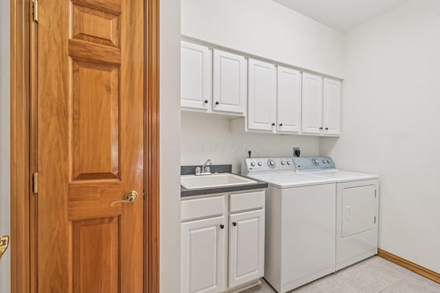 1318 Retreat Ln, New Albany, OH 43054 - laundry area with separate washer and dryer, cabinet space, and light tile patterned floors