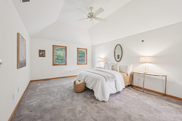 1318 Retreat Ln, New Albany, OH 43054 - carpeted bedroom featuring vaulted ceiling and a ceiling fan