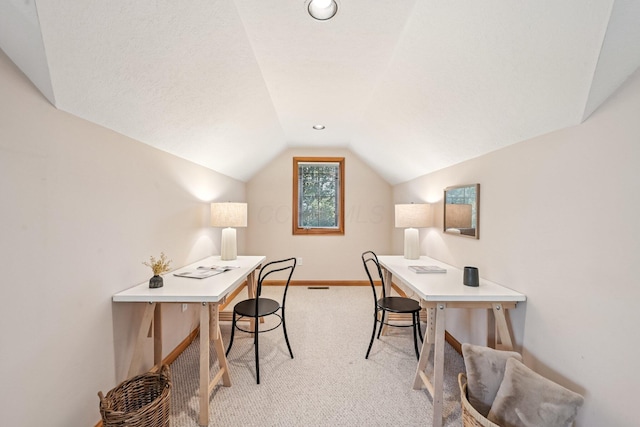 1318 Retreat Ln, New Albany, OH 43054 - home office featuring lofted ceiling, light colored carpet, and recessed lighting