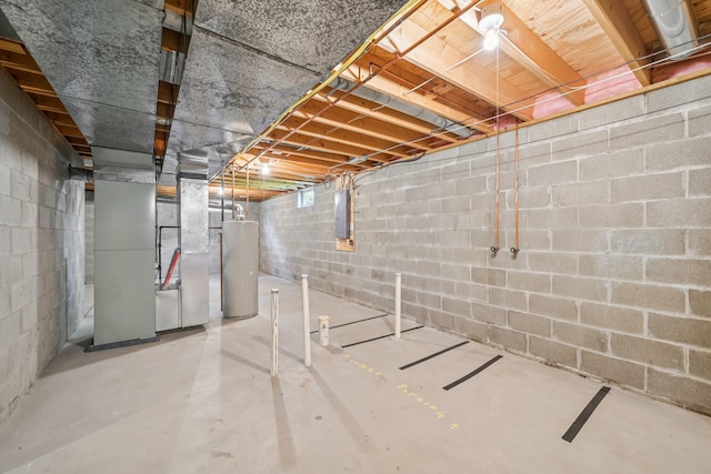 1318 Retreat Ln, New Albany, OH 43054 - unfinished below grade area with water heater, electric panel, and heating unit