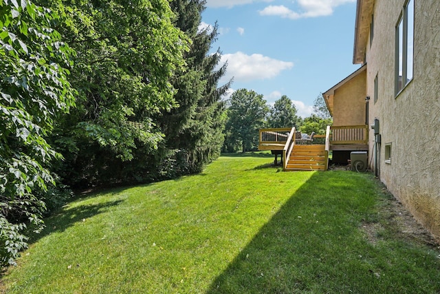 1318 Retreat Ln, New Albany, OH 43054 - view of grassy yard with a wooden deck and stairway
