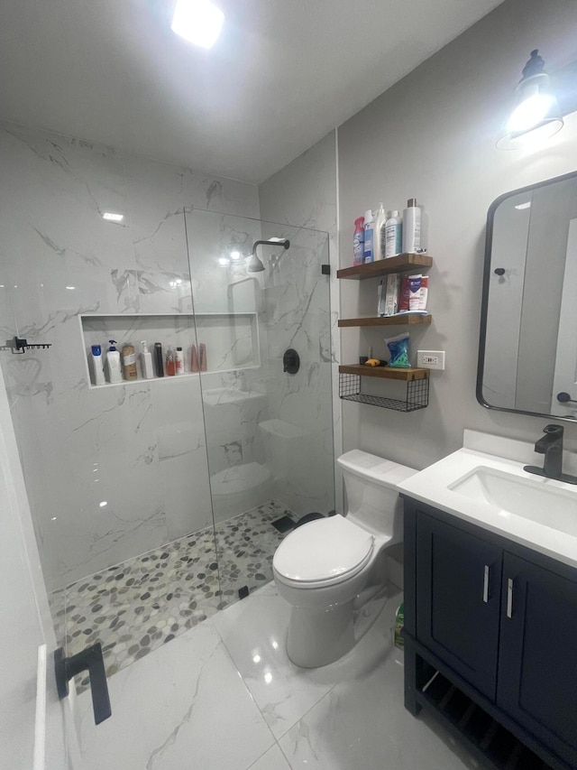 3107 Huntington Dr, Columbus, OH 43207 - full bathroom featuring marble finish flooring, a marble finish shower, and vanity